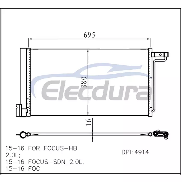 F1FZ19712A Skraplacz klimatyzacji Ford Focus 2015-2016