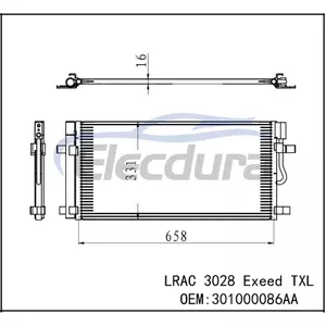 301000086AA Chery Exeed Txl 2019-2023 A/C Condenser