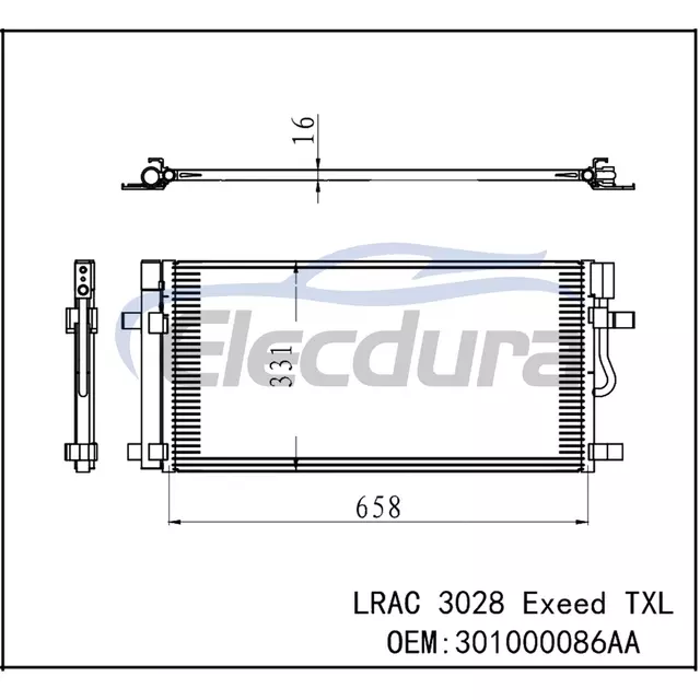 301000086AA Chery Exeed Txl 2019-2023 A/C Condenser