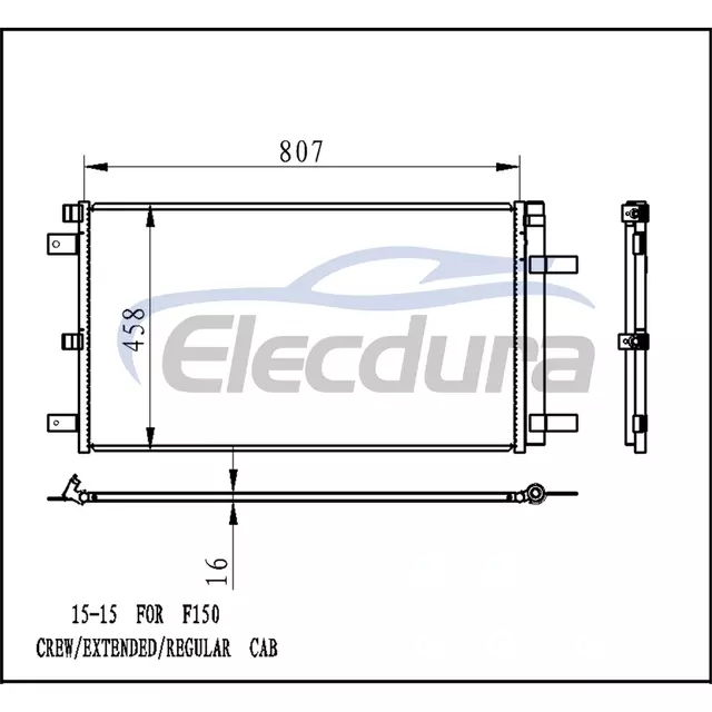 FL3Z19712A Ford F150 Crew 2015+ A/C Condenser Assembly 16mm Core