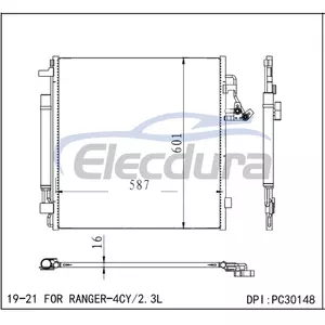 KB3Z19712A Ford Ranger 2019-2021 2.3L A/C Condenser Assembly