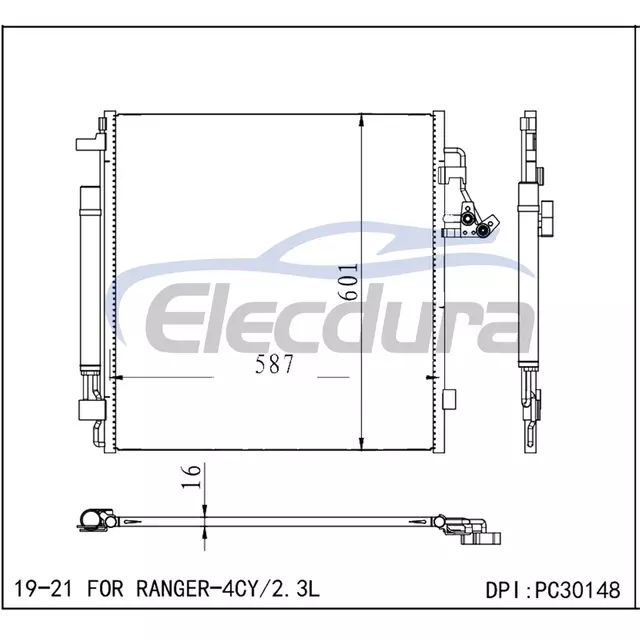 KB3Z19712A Ford Ranger 2019-2021 2.3LA/C kondenz&aacute;toregys&eacute;g