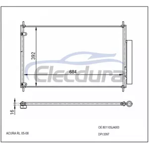 80110SJA003 Acura RL 2005-2012 เครื่องปรับอากาศคอนเดนเซอร์และตัวรับสัญญาณแห้ง Assembly