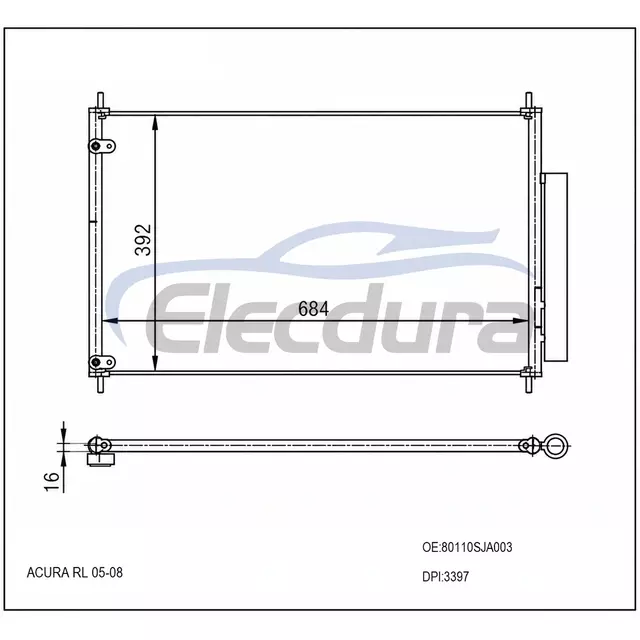 80110SJA003 Acura RL 2005-2012 Σύστημα στεγνωτηρίου συμπυκνωτή κλιματισμού και δέκτη