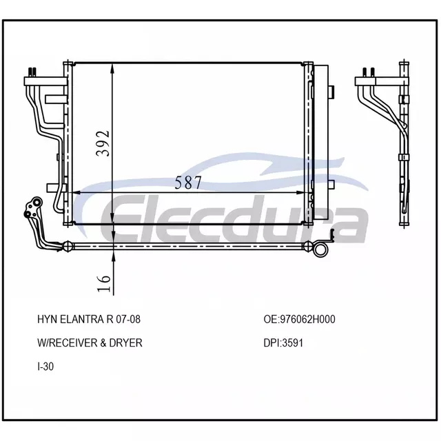 976062H000 Hyundai Elantra R 2007-2008 Klima Kondenser Komplesi