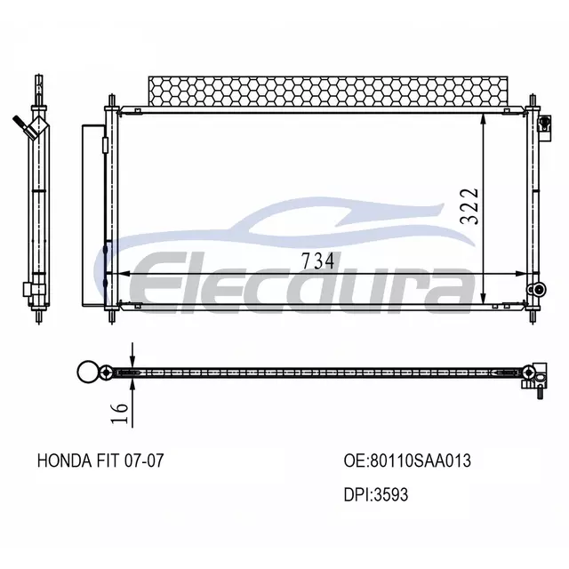 80110SAA013 Ensemble condenseur de climatisation Honda Fit 2007+
