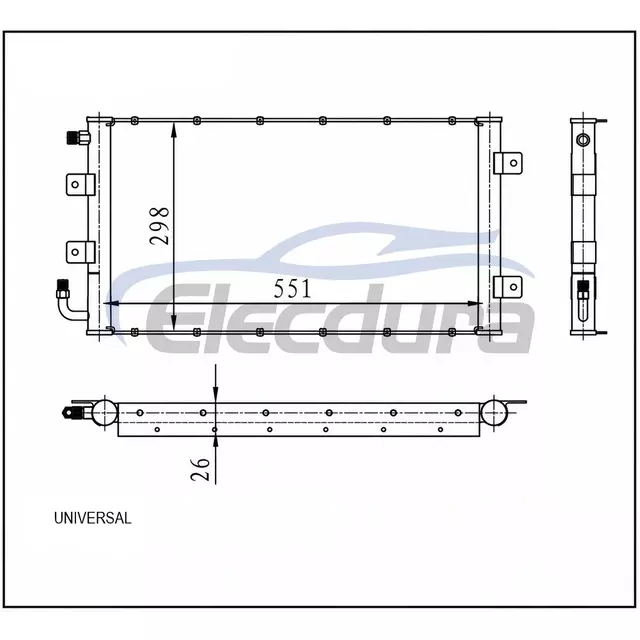 Universal A/C Condenser 551 &times; 302 &times; 26 mm