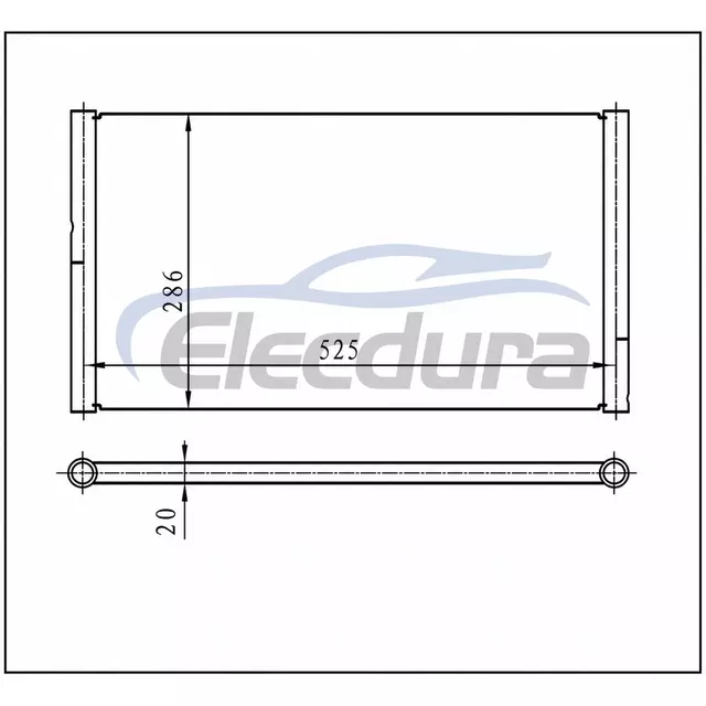 Universal A/C Condenser 525 &times; 286 &times; 20 mm