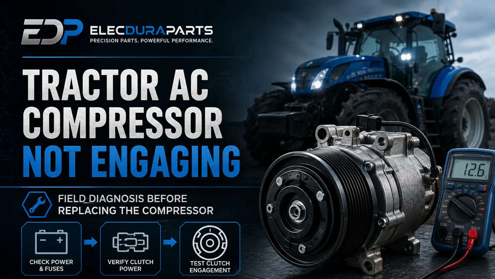 Kompresor AC Traktor Tidak Berfungsi: Diagnosis Lapangan Sebelum Mengganti Kompresor