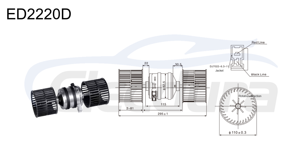 27V 240W HVAC blower motor for General Models: 220-8 / 210-8 / 230-8